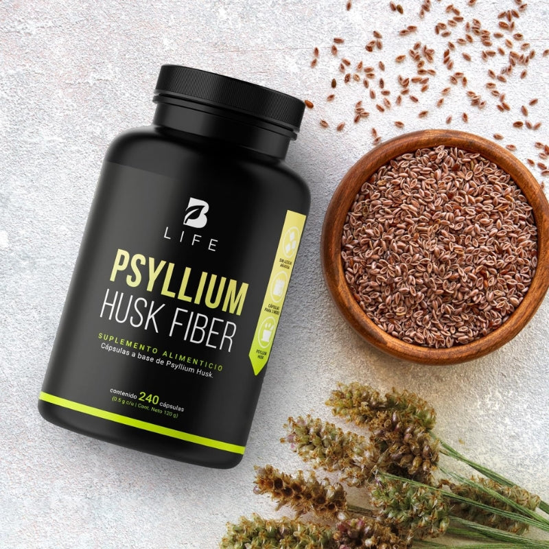 Fibra de Psyllium Husk con 240 cápsulas | B Life