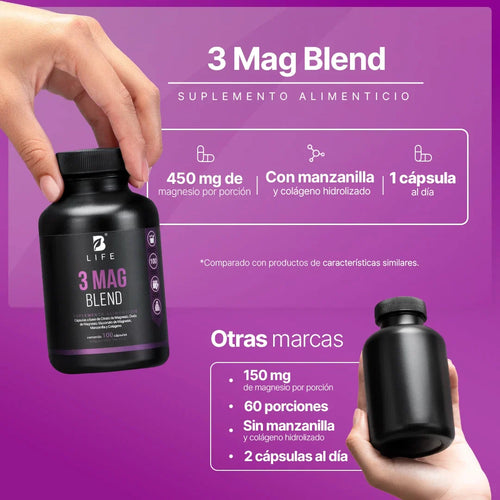 3MAG Blend B-Life 100 Cápsulas | Mezcla de Magnesio para Bienestar Diario