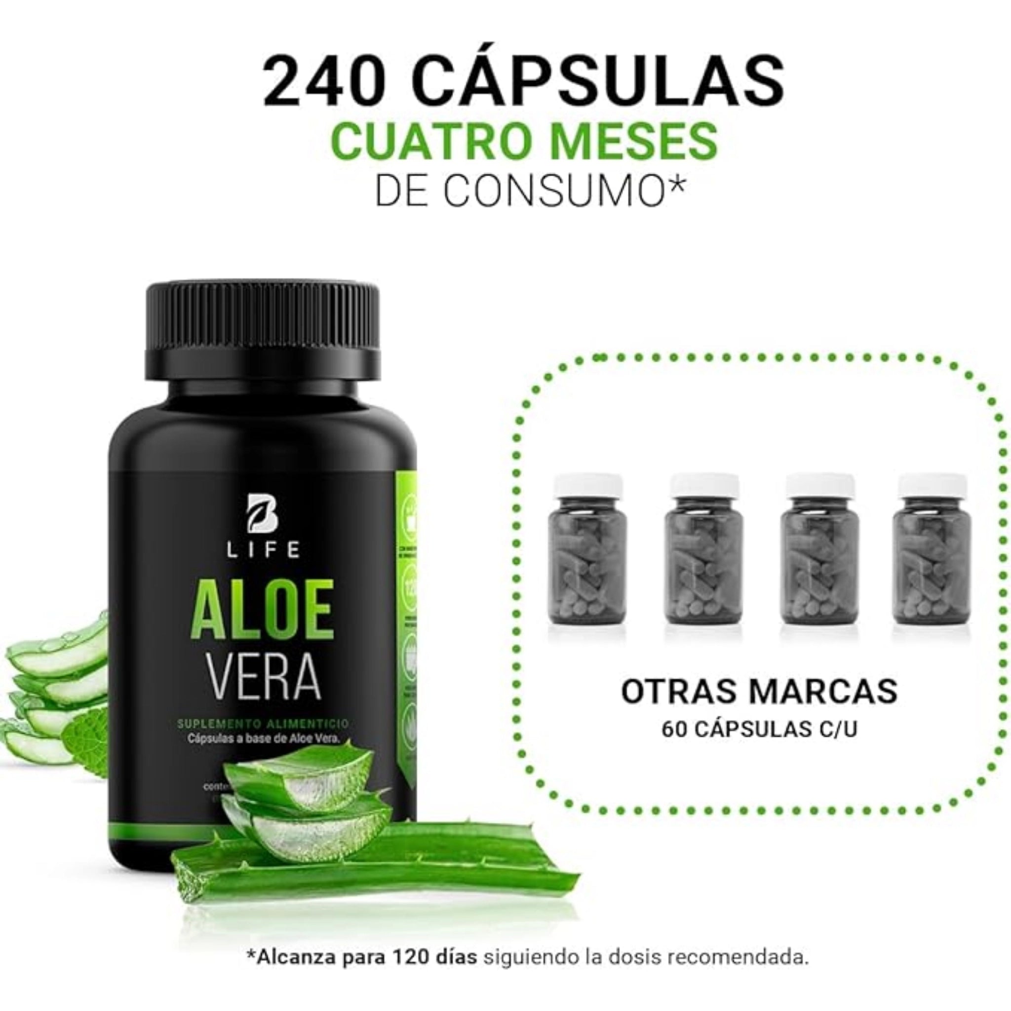 Extracto de Aloe Vera de 240 Cápsulas