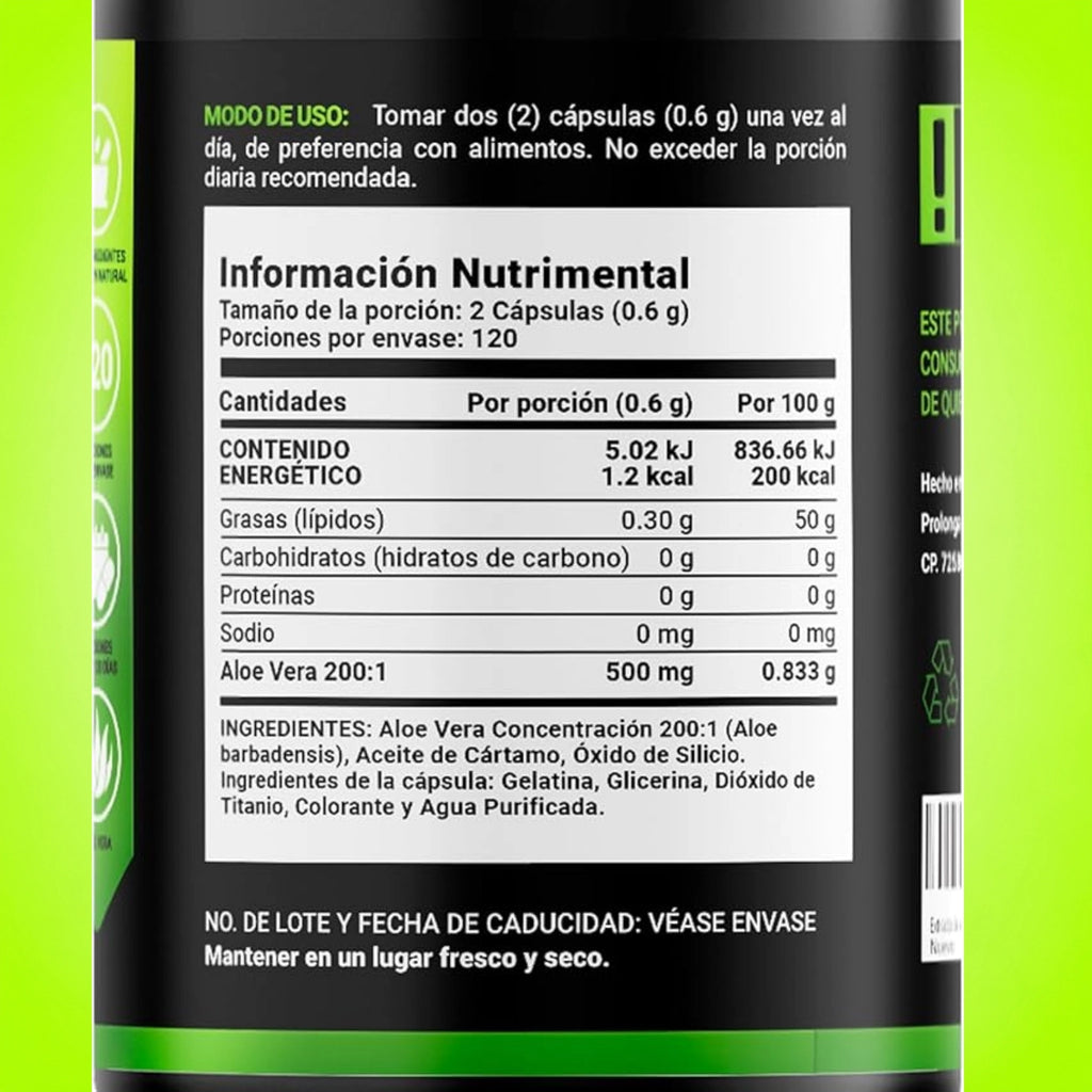 Extracto de Aloe Vera de 240 Cápsulas