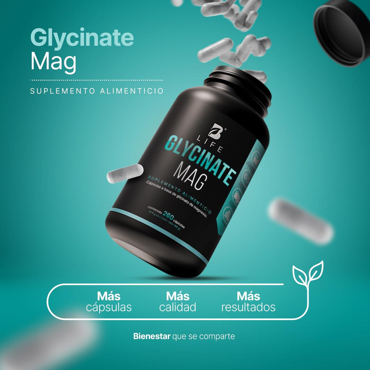 Glicinato de Magnesio Puro 120 cápsulas B Life