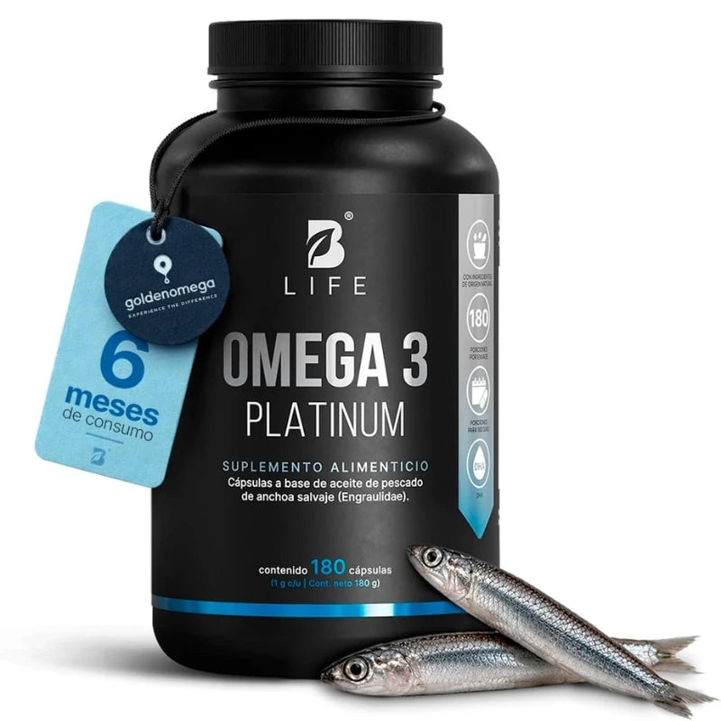 Omega 3 Platinum Aceite de Anchoa Salvaje con 180 cápsulas | B Life