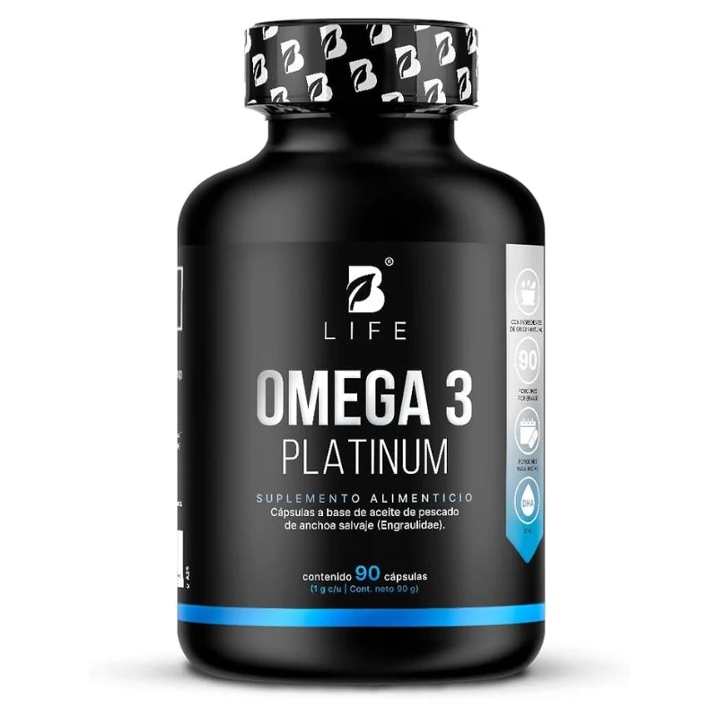 Omega 3 Platinum Aceite de Anchoa Salvaje con 180 cápsulas | B Life