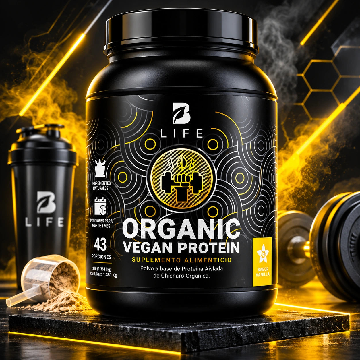 Proteína Orgánica Vegana B Life Vainilla 3 lb