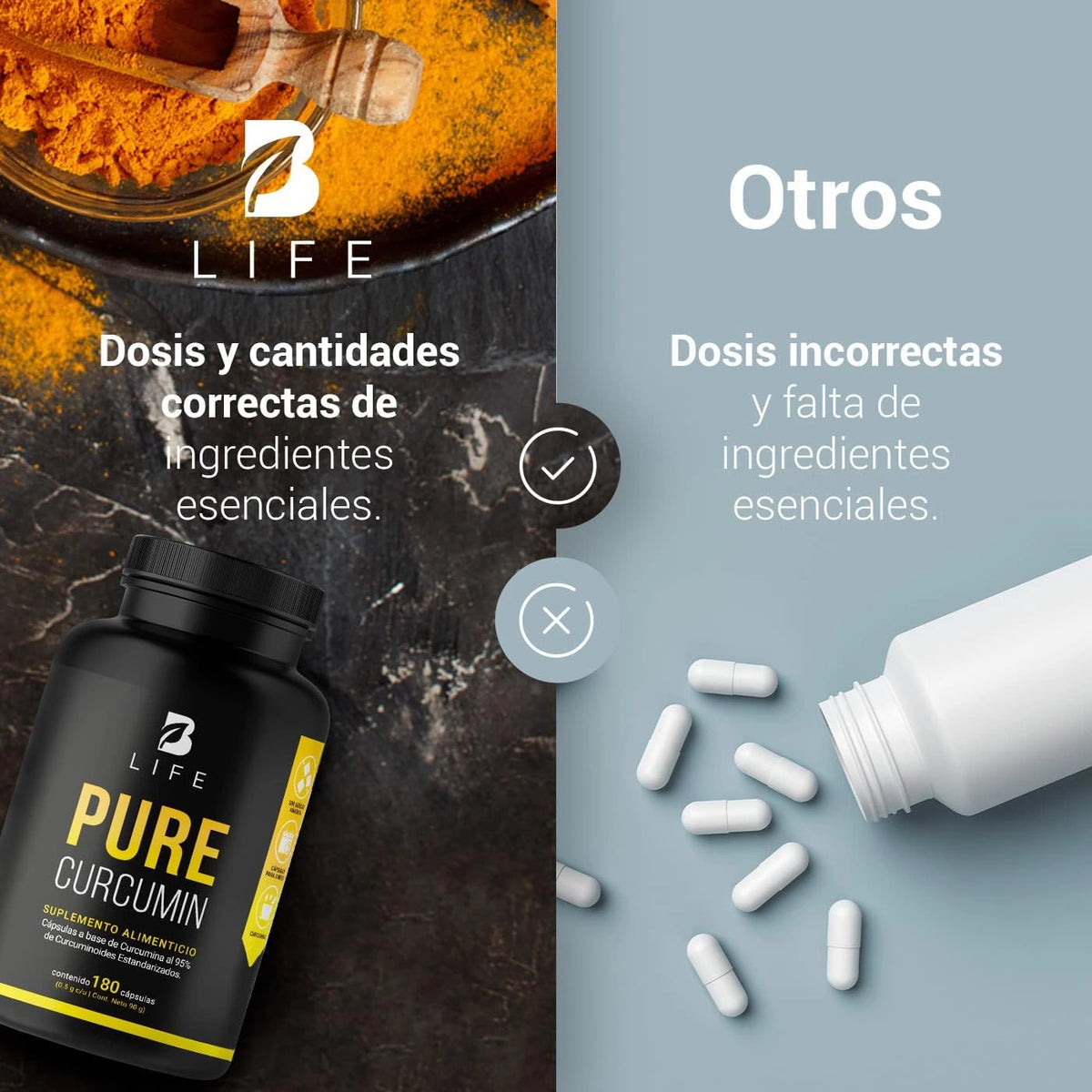 Curcumina Pura de B Life  | 180 cápsulas