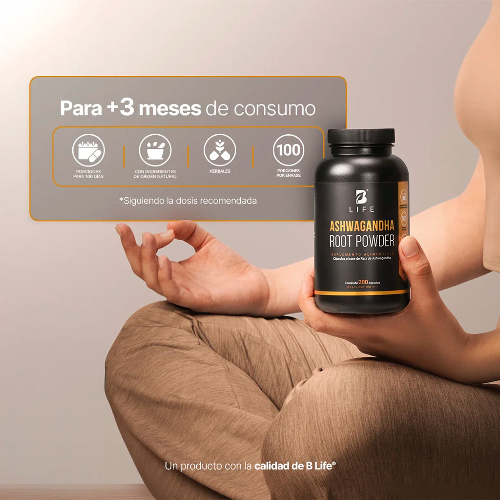 Ashwagandha Root Powder B-Life 200 Cápsulas | Bienestar, Estrés y Relajación