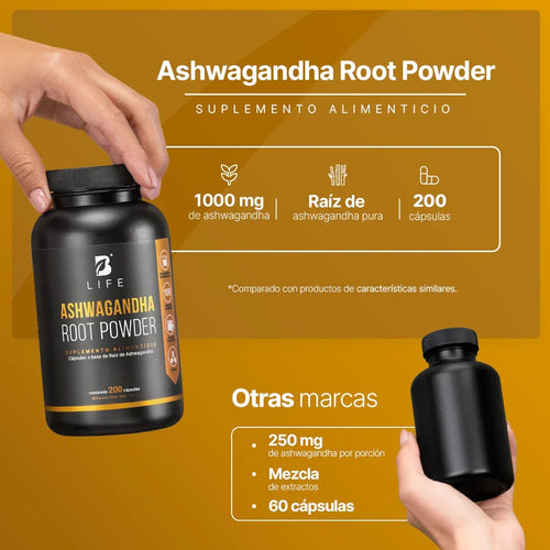 Ashwagandha Root Powder B-Life 200 Cápsulas | Bienestar, Estrés y Relajación