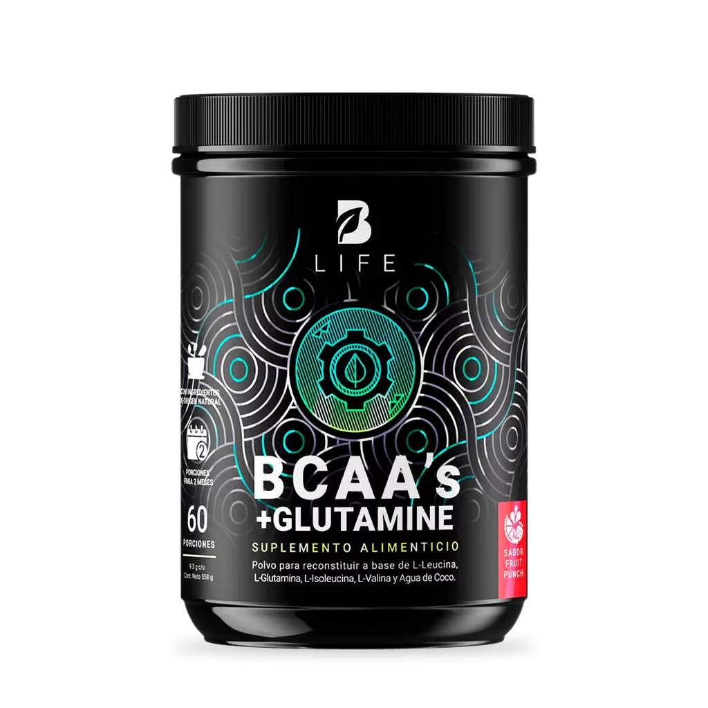 BCAAs con Glutamina en polvo | 558 gr | 60 Porciones | con Glutamina y Agua de Coco