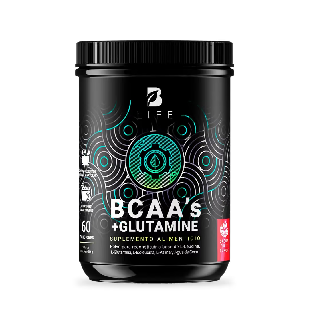 BCAAs con Glutamina en polvo | 558 gr | 60 Porciones | con Glutamina y Agua de Coco