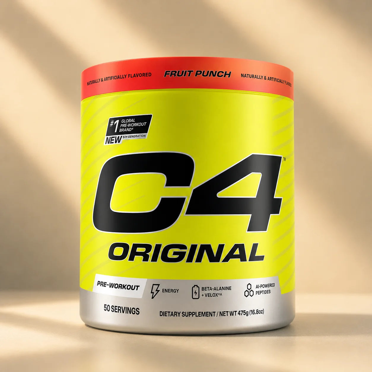 C4 Original Pre-Workout Fruit Punch | 50 Servicios | Energía, Enfoque y Rendimiento