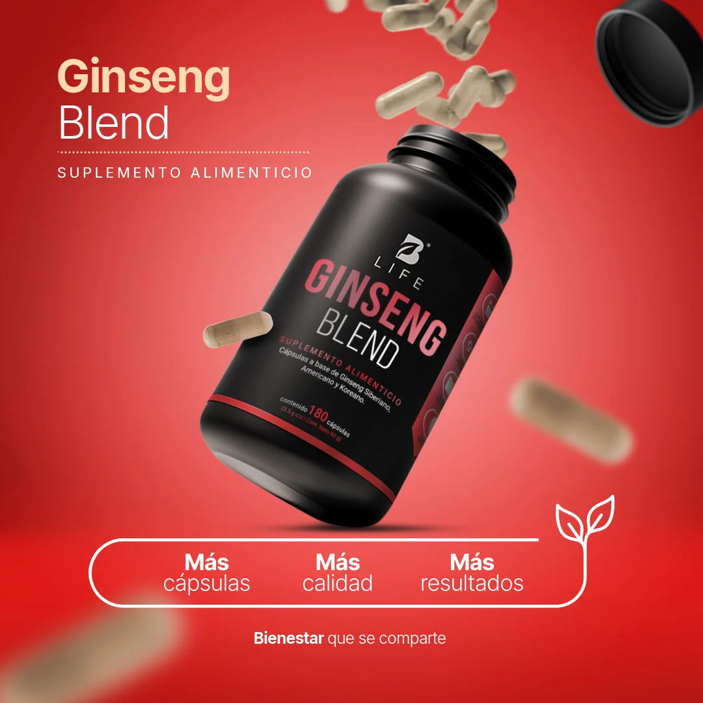 Mezcla de Ginseng | origen Siberiano, Americano y Koreano | 180 Cápsulas