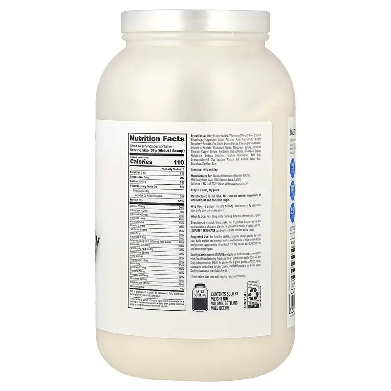 Zero Carb Proteína Isopure Creamy Vainilla 3 lb