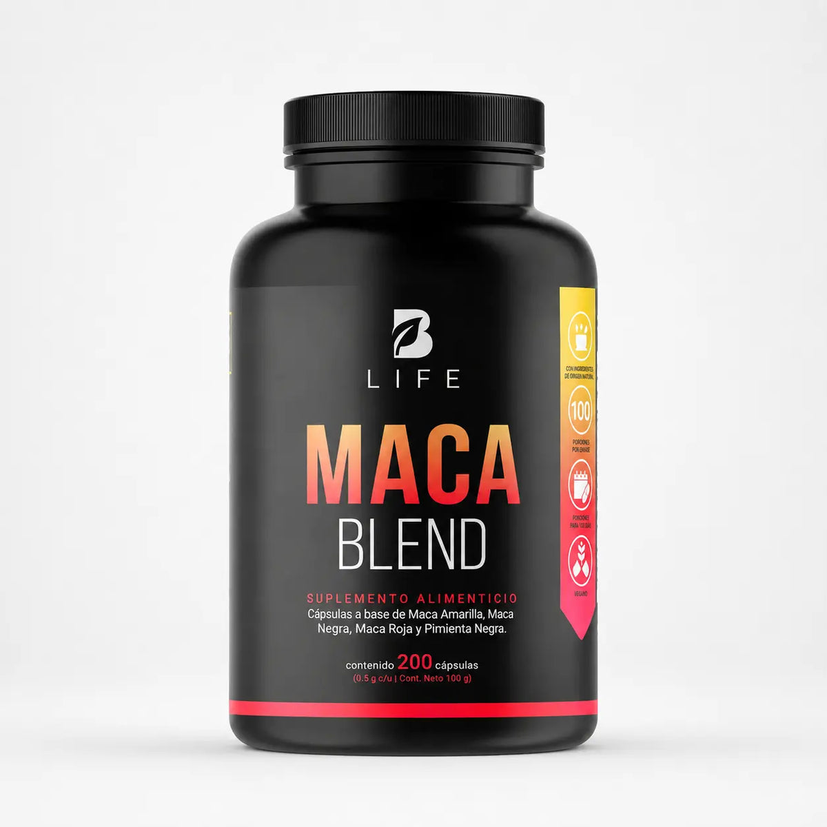 Maca Blend B-Life 200 Cápsulas | Maca Amarilla, Negra y Roja con Pimienta Negra