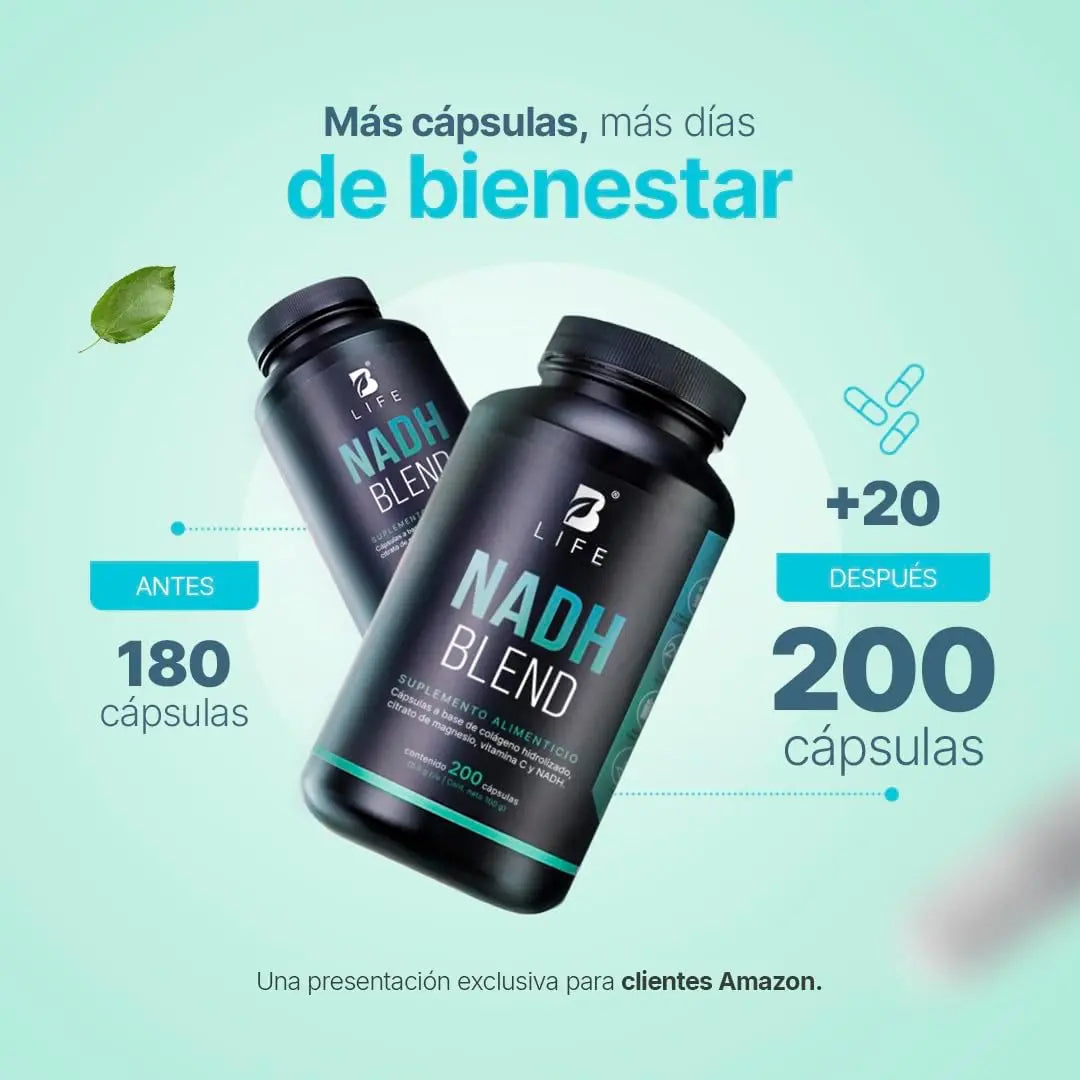NADH Blend B-Life 180 Cápsulas | NADH con Colágeno, Magnesio y Vitamina C