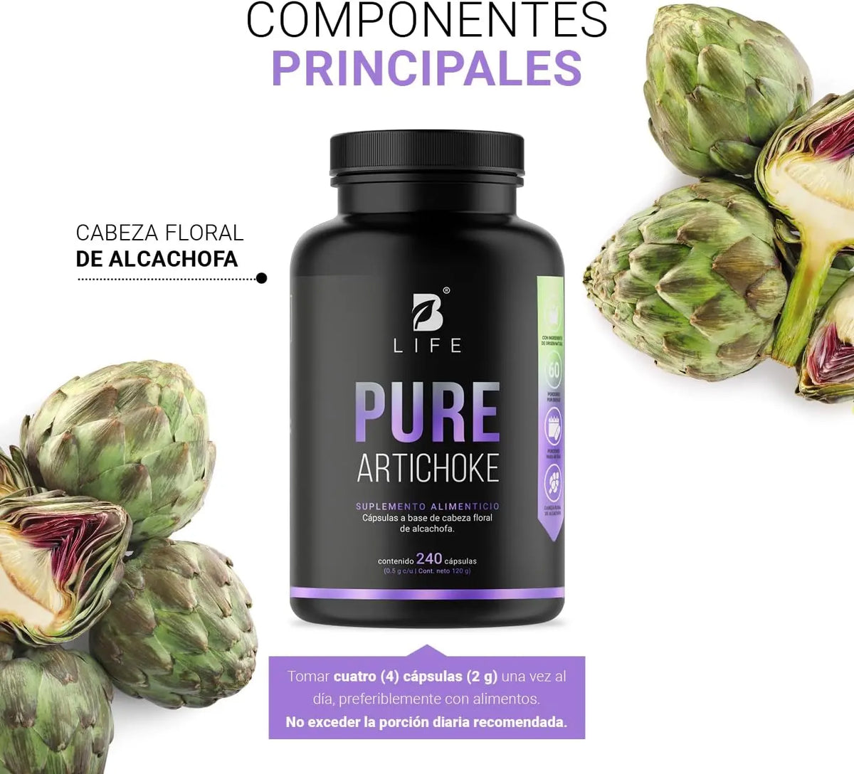 Pure Artichoke B-Life 240 Cápsulas | Alcachofa de Origen Natural