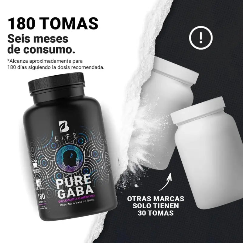 Gaba Puro con 180 Cápsulas Ácido Gamma Aminobutírico | B Life