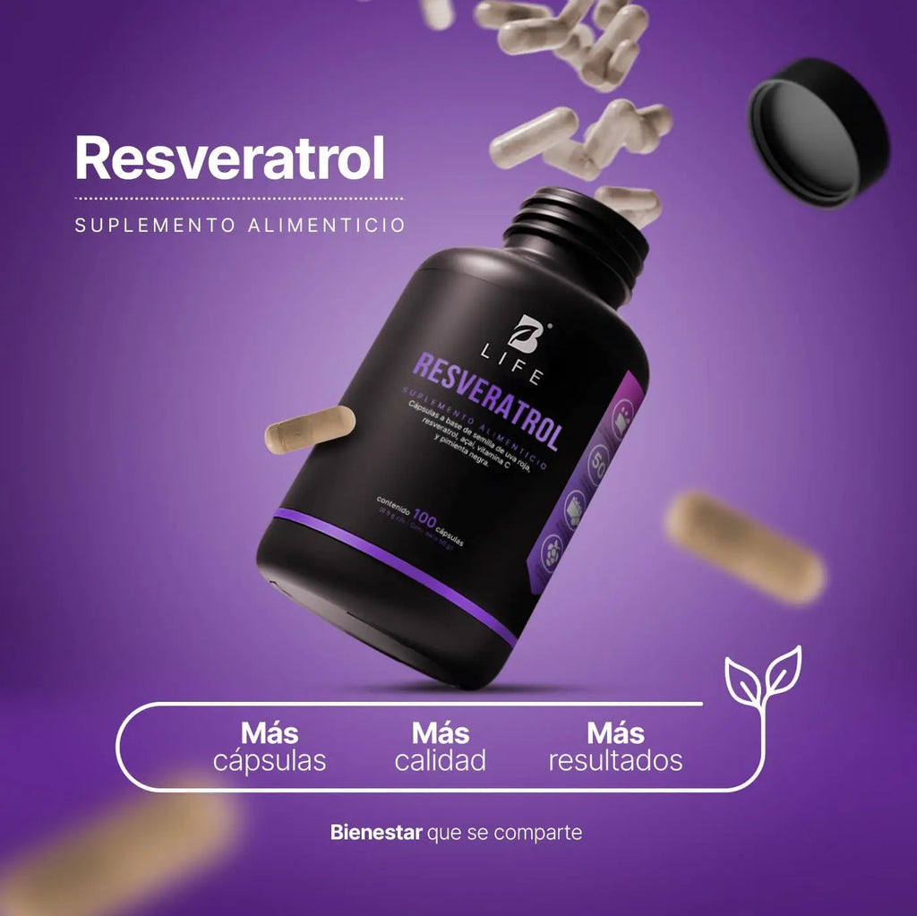Resveratrol B-Life 90 Cápsulas | Antioxidante con Semilla de Uva, Açaí y Vitamina C