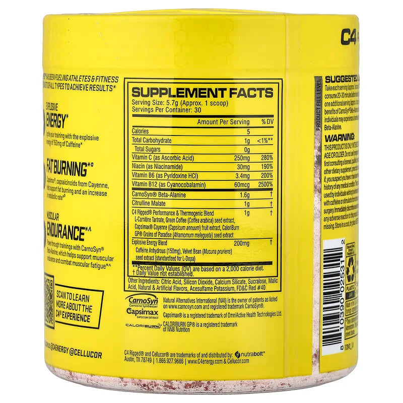 RIPPED PRE-WORKOUT | 30 Servicios | Cherry Limeade