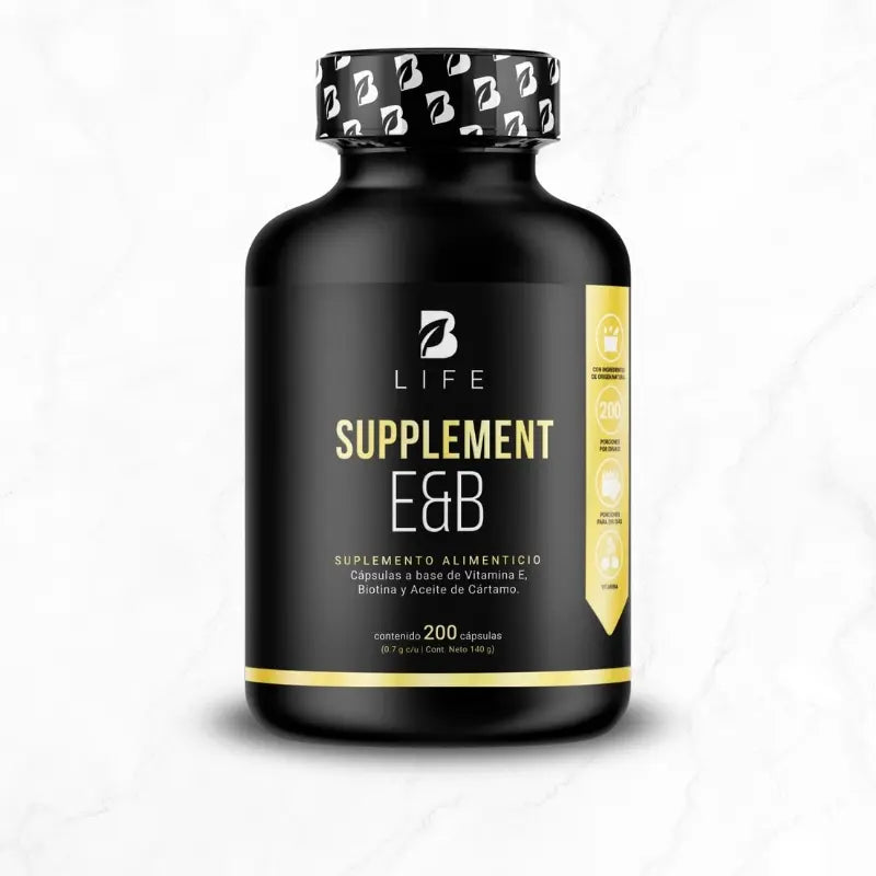 B Life Company Vitamina E + Biotina de 200 Cápsulas. Ingredientes naturales. Supplement E&B.